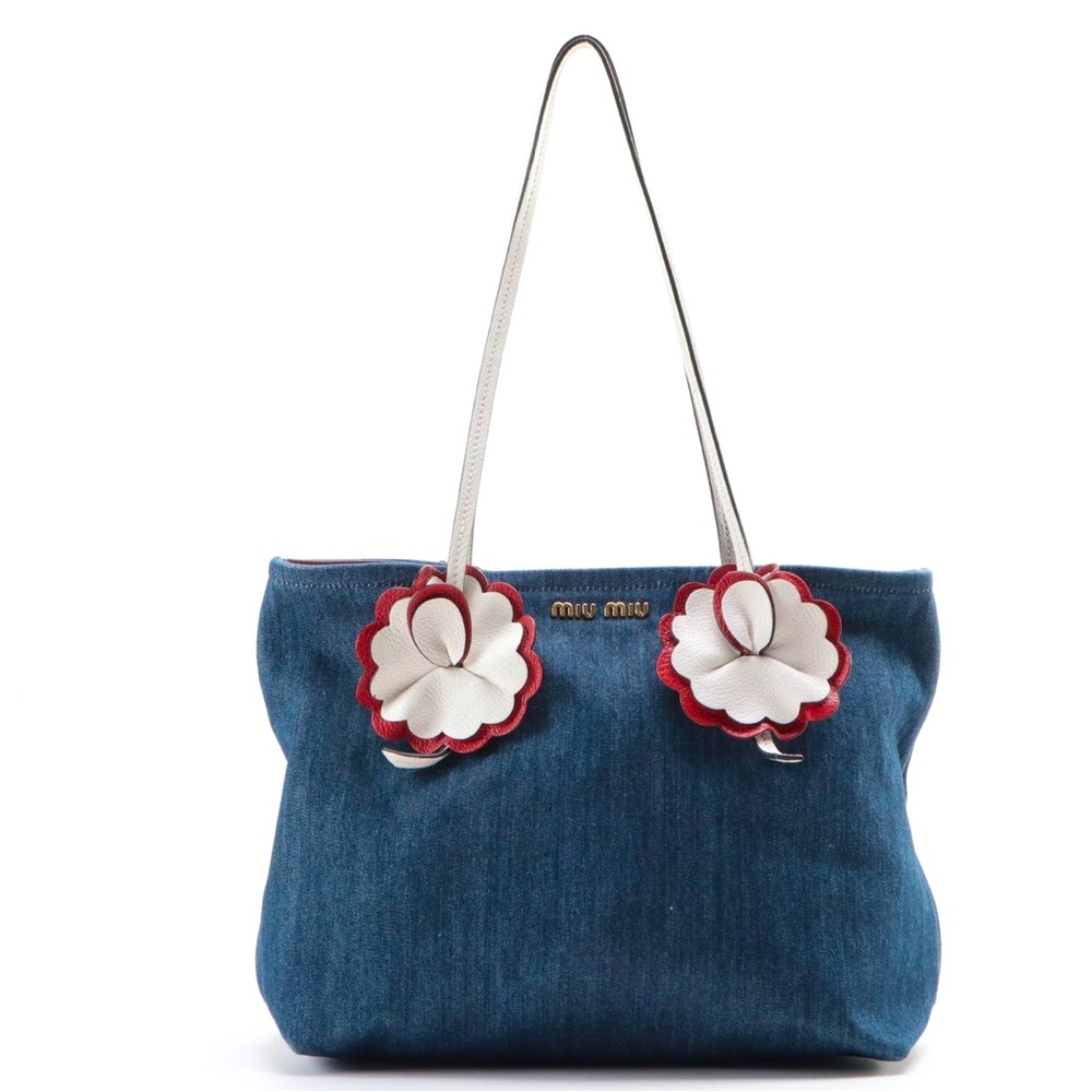 Miu Miu Denim and Leather Flowers Handbag with Matching Wallet - Picture 3 of 16